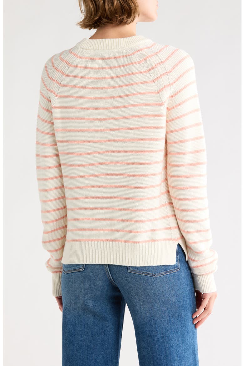 Mozart Stripe Crewneck Sweater, Alternate, color, IVORY/ PEACH STRIPE