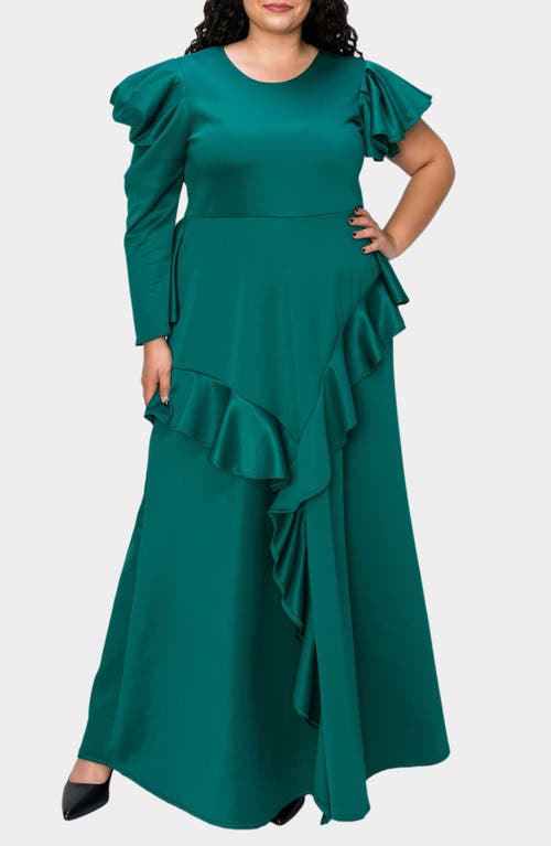 L I V D Vivienne Ruffle Maxi Dress In Green