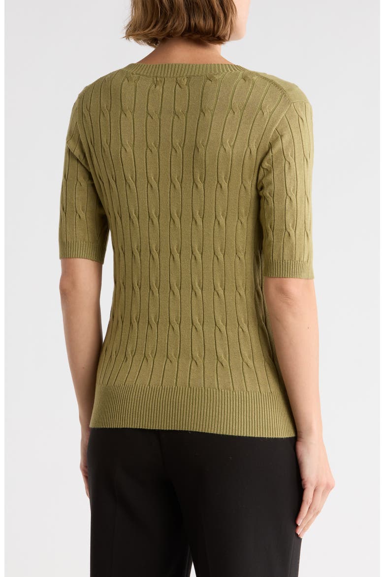 Elbow Sleeve Cable Knit Sweater, Alternate, color, SOFT SAGE