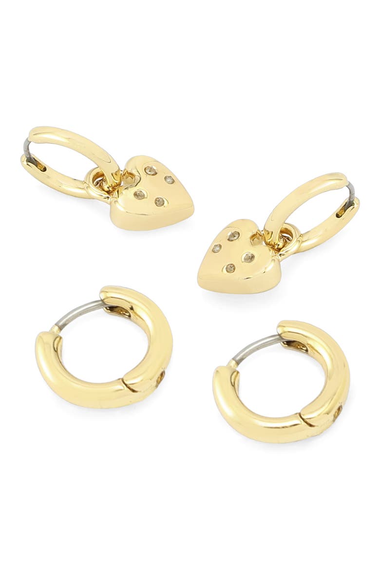 2 Pairs of Huggie Hoop Earrings, Main, color, GOLD