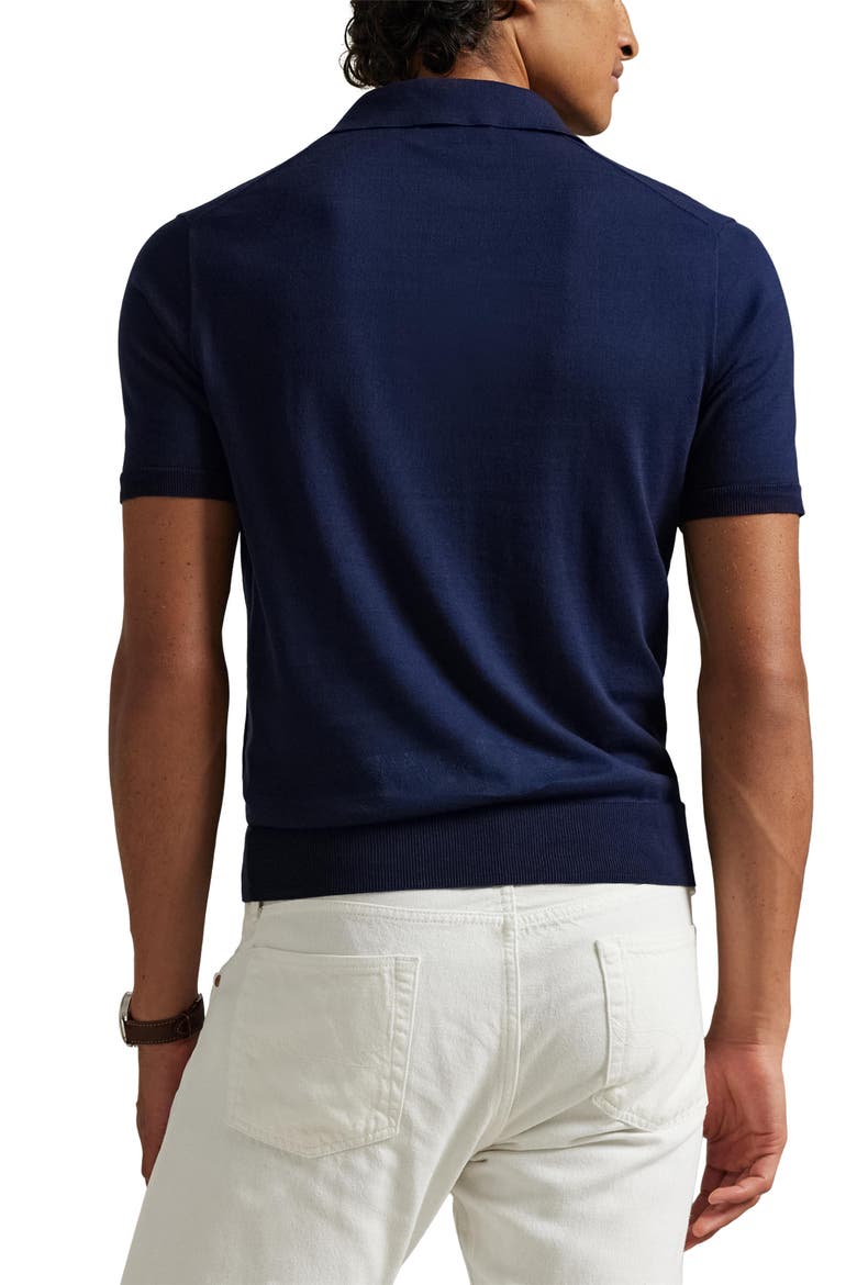 Rib Trim Cotton Polo, Alternate, color, BRIGHT NAVY