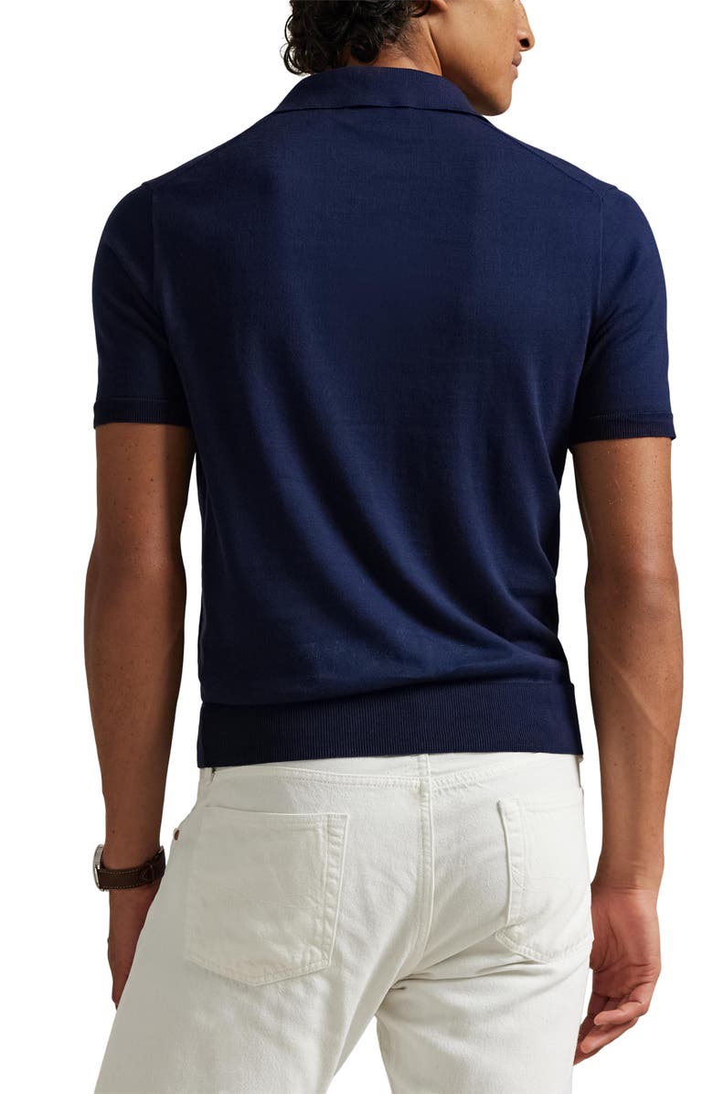 Polo Ralph Lauren Rib Trim Cotton Polo, Alternate, color, Bright Navy