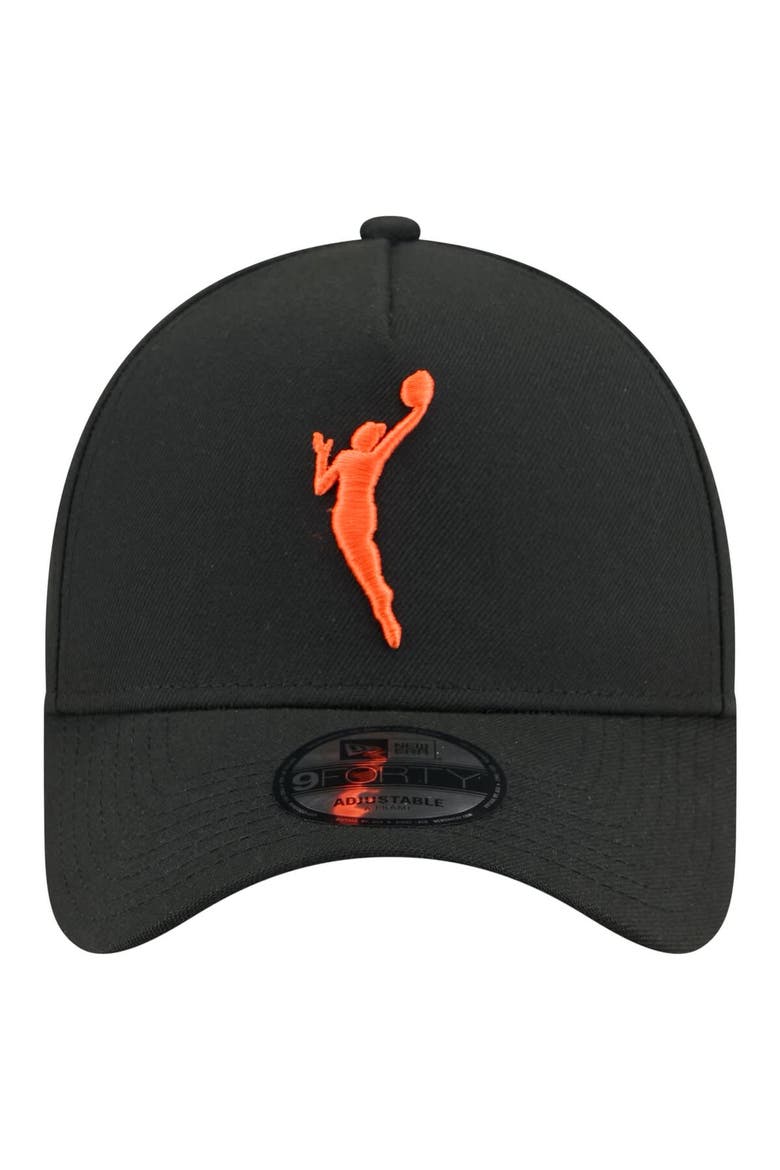Men's New Era  Black WNBA Gear Core Logo A-Frame 9FORTY Adjustable Hat, Alternate, color, Black