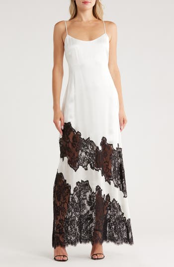 L Agence Silvana Silk Lace Gown In White