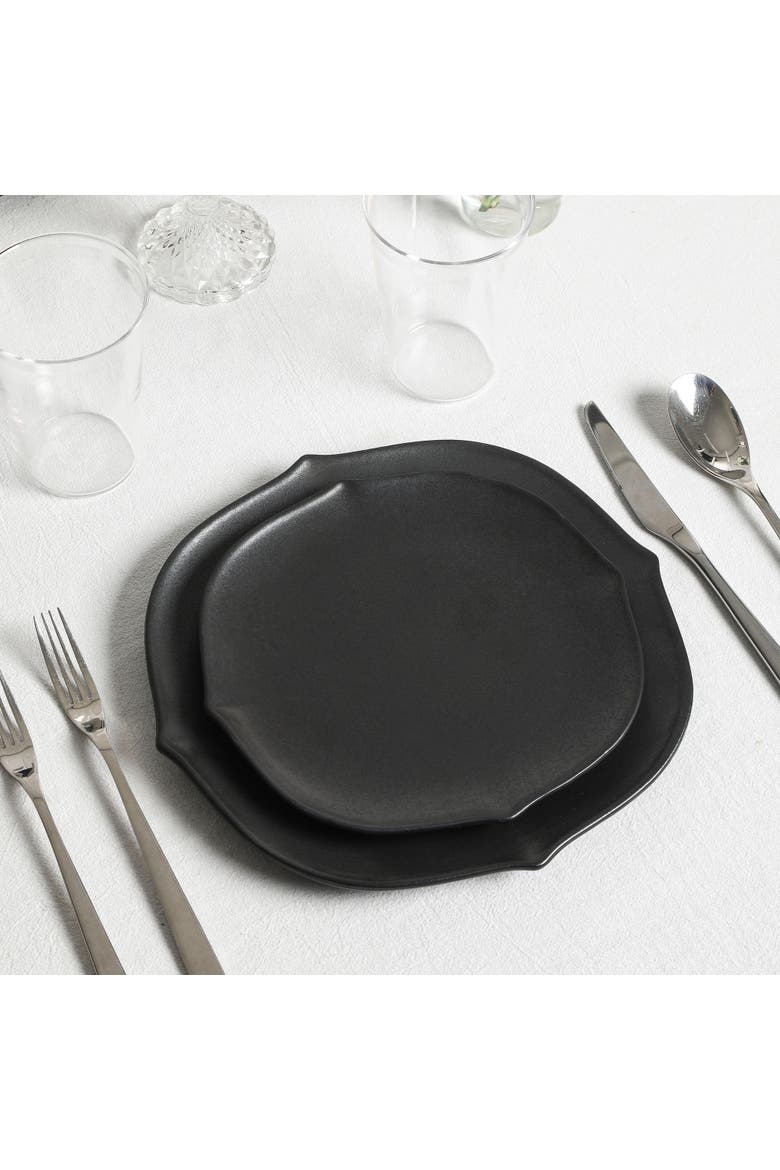 Baskerville Stoneware 32-Piece Dinnerware Set, Includes Glassware, Alternate, color, Black