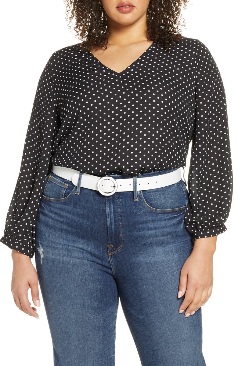 Halogen<sup>®</sup> V-Neck Blouse, Main, color, 