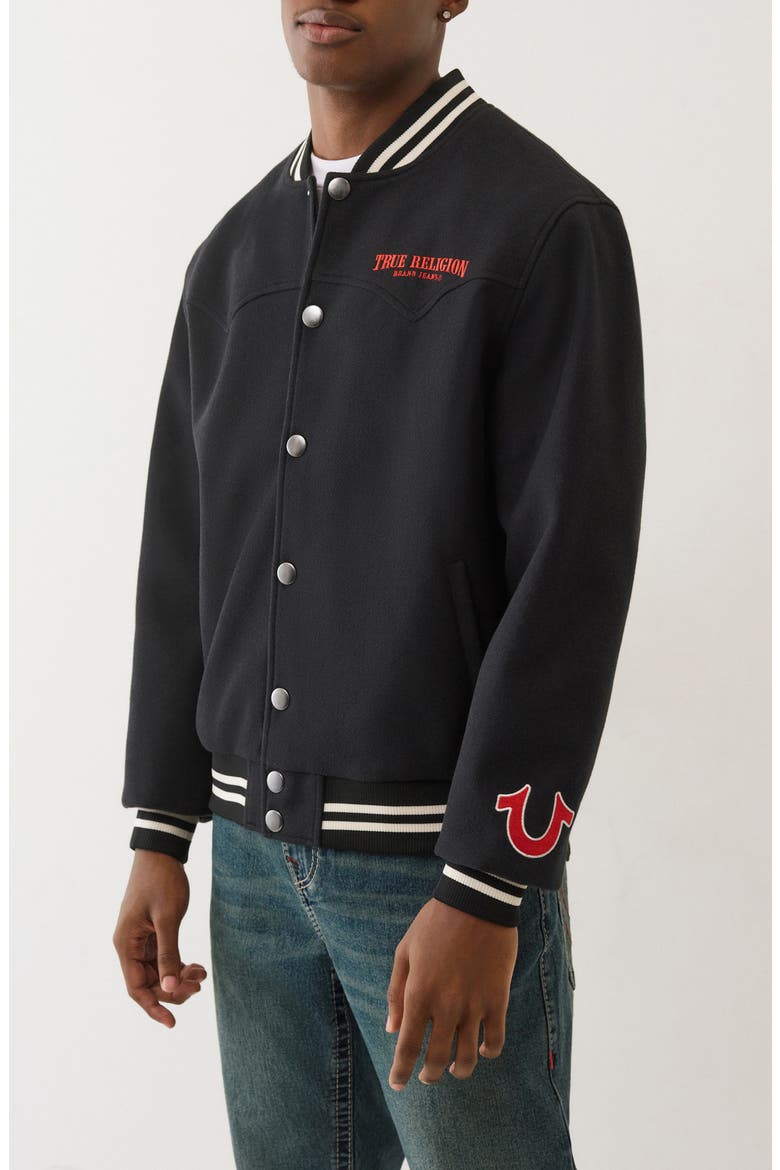 Western Varsity Jacket, Alternate, color, JET BLACK