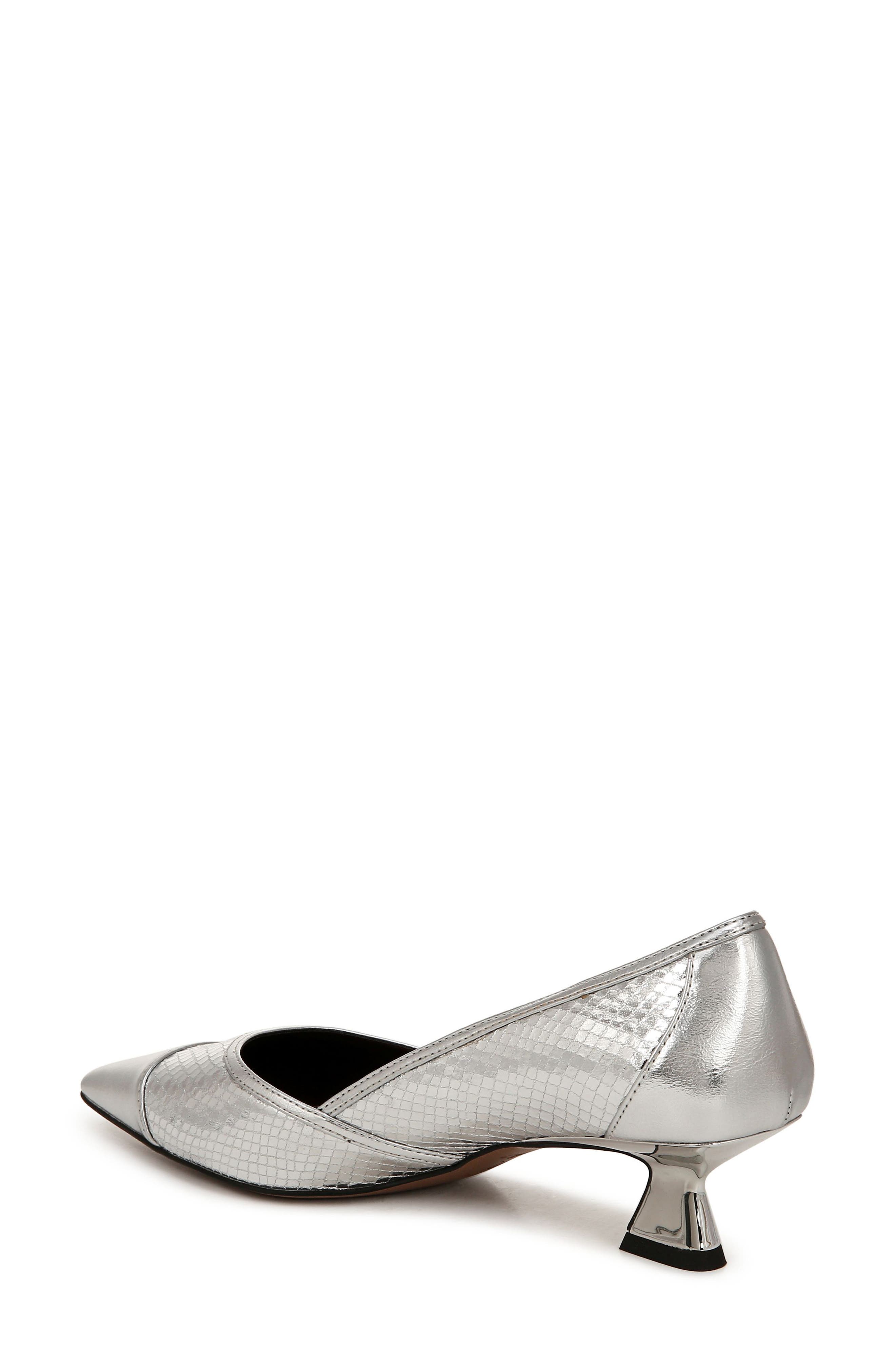 Franco Sarto Darcy Pointed Toe Kitten Heel Pump, Alternate, color, Silver
