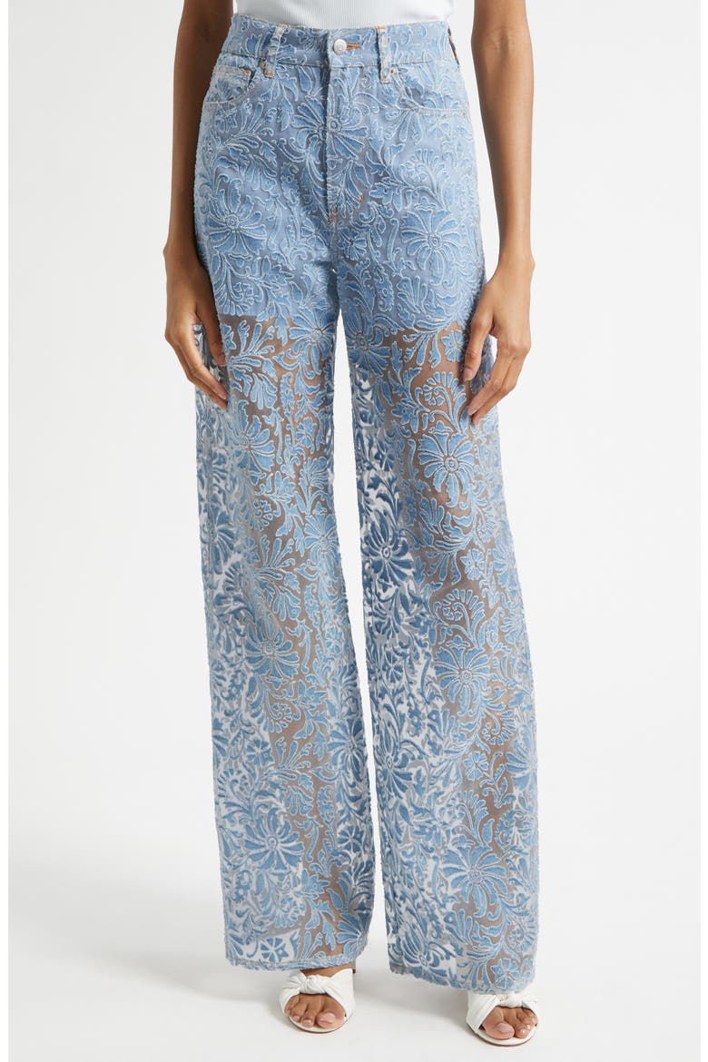 Taylor Burnout Floral Wide Leg Jeans, Main, color, LAKESHORE