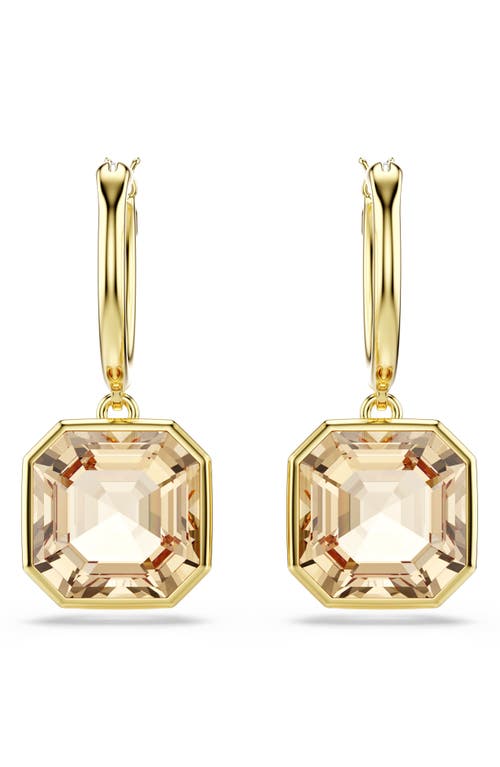 Swarovski Millenia Square Cut Gold-tone Plated Earrings In Gold