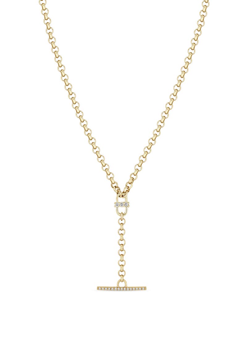 Diamond Toggle Y-Necklace, Main, color, 14K YELLOW GOLD