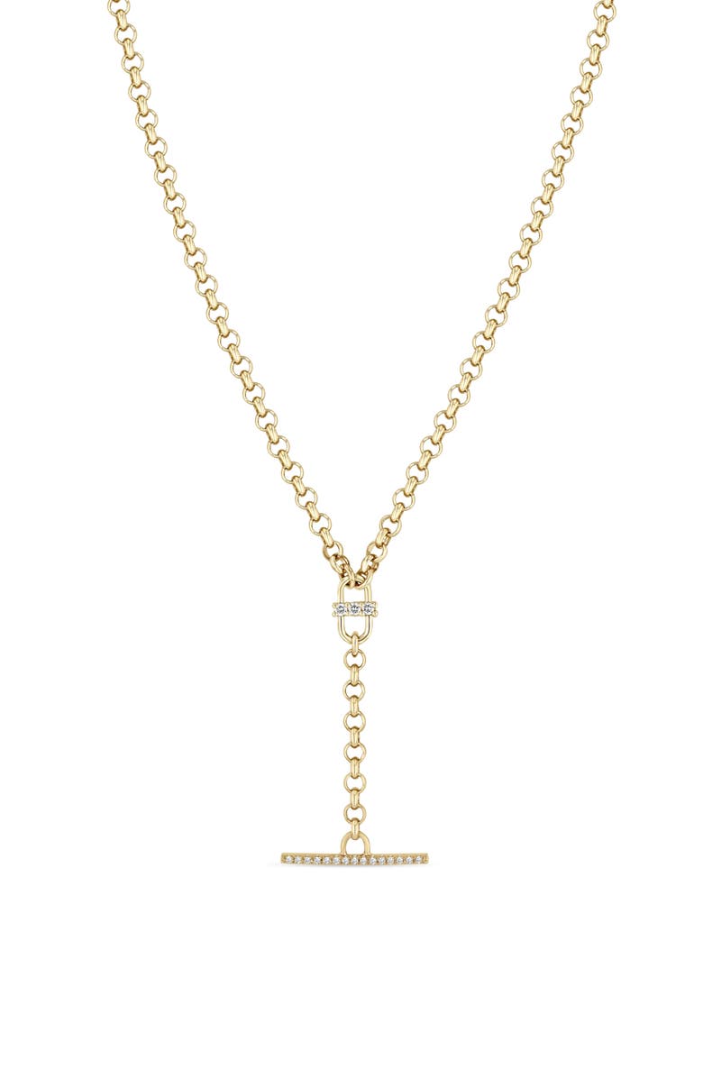 Zoë Chicco Diamond Toggle Y-Necklace, Main, color, 14K Yellow Gold