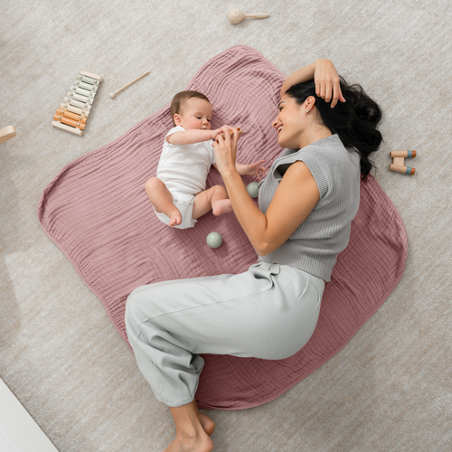 Comfy Cubs Baby Muslin Blanket In Mauve