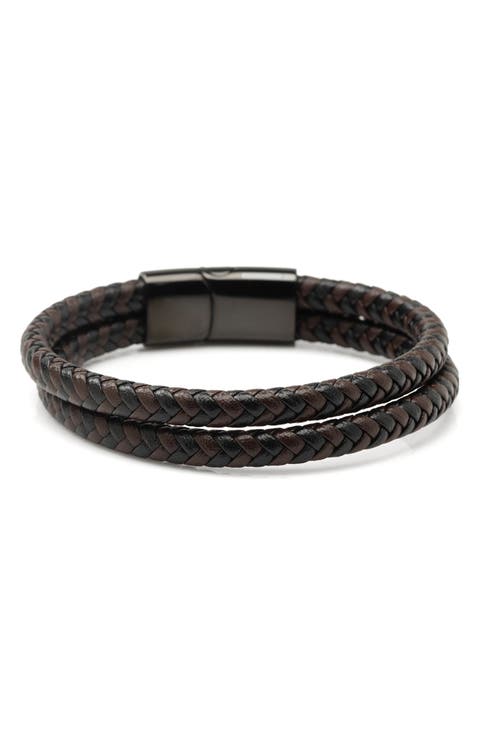 Layered Braided Leather Bracelet