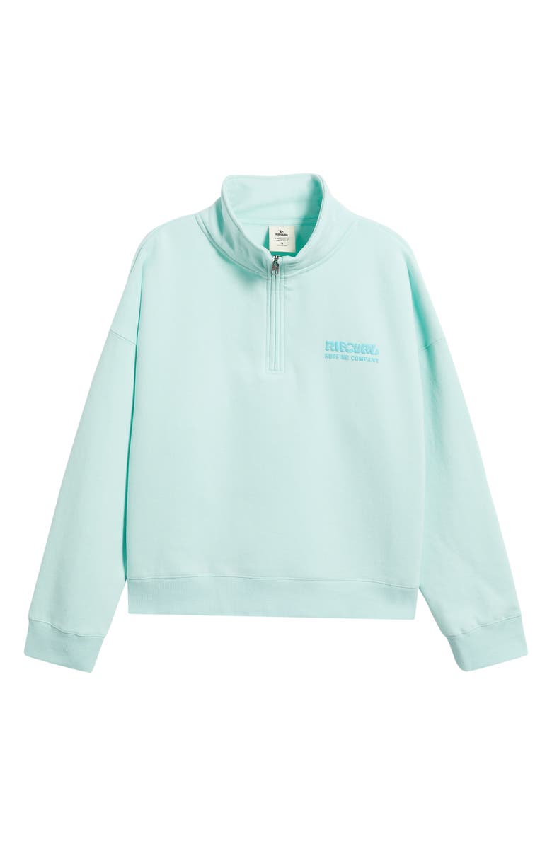 Rip Curl Surf Puff Logo Quarter Zip Sweatshirt, Alternate, color, Light Blue