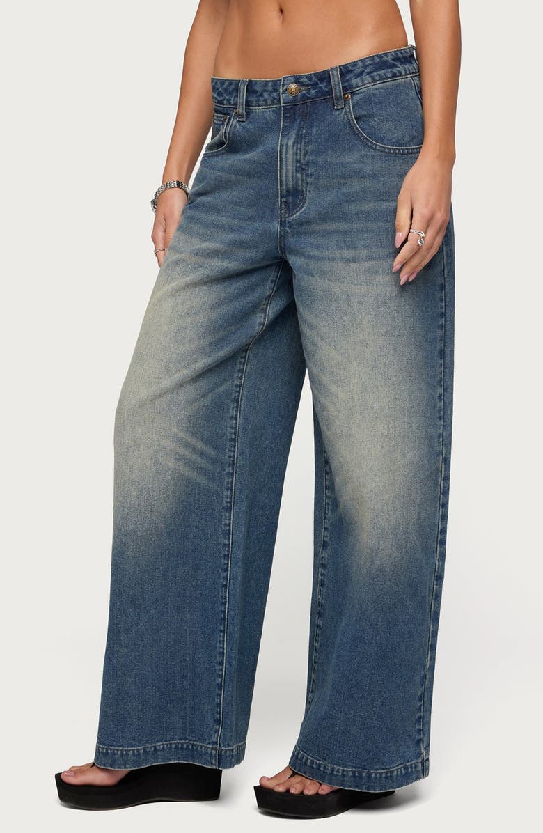 EDIKTED Sabira Low Rise Baggy Jeans, Alternate, color, Blue-Vintage-Washed