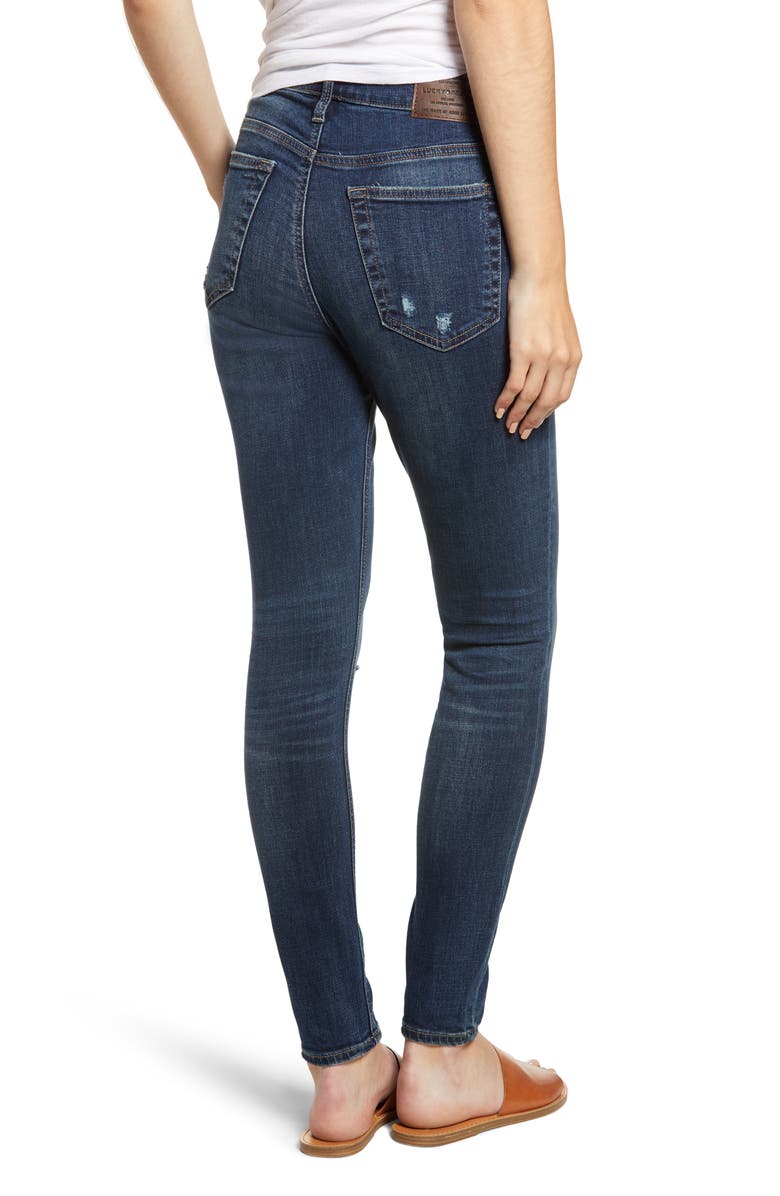 Lucky Brand Bridgette High Waist Skinny Jeans, Alternate, color, Lonestar Destruct