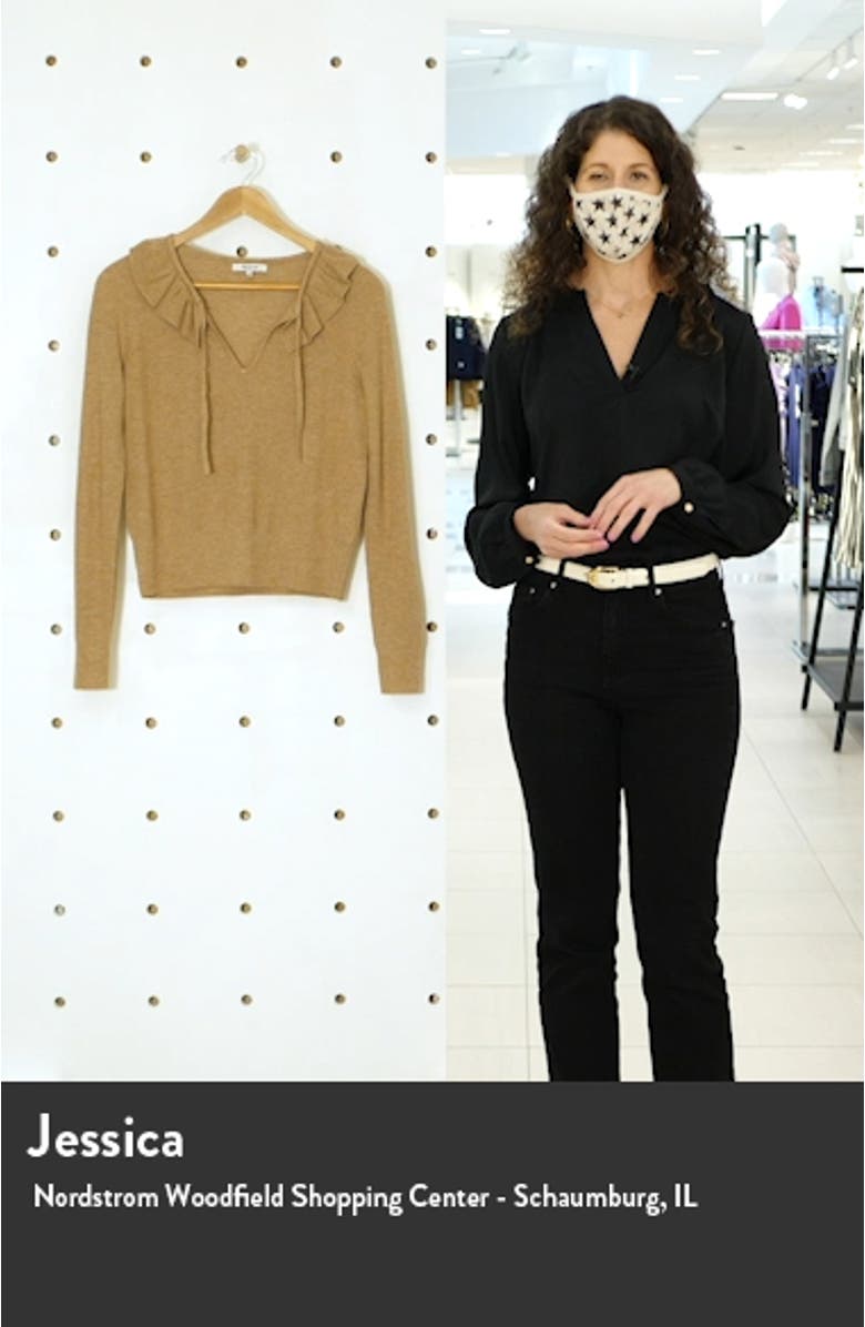 Tie Neck Ruffle Pullover Sweater, sales video thumbnail