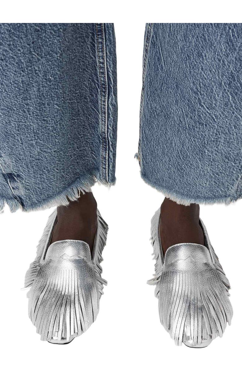 AllSaints Sandy Fringe Loafer, Alternate, color, Silver Shine