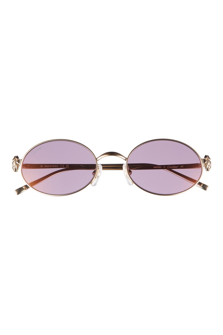 52mm Oval Gradient Sunglasses, Main, color, GOLD/ VIOLENT LENS