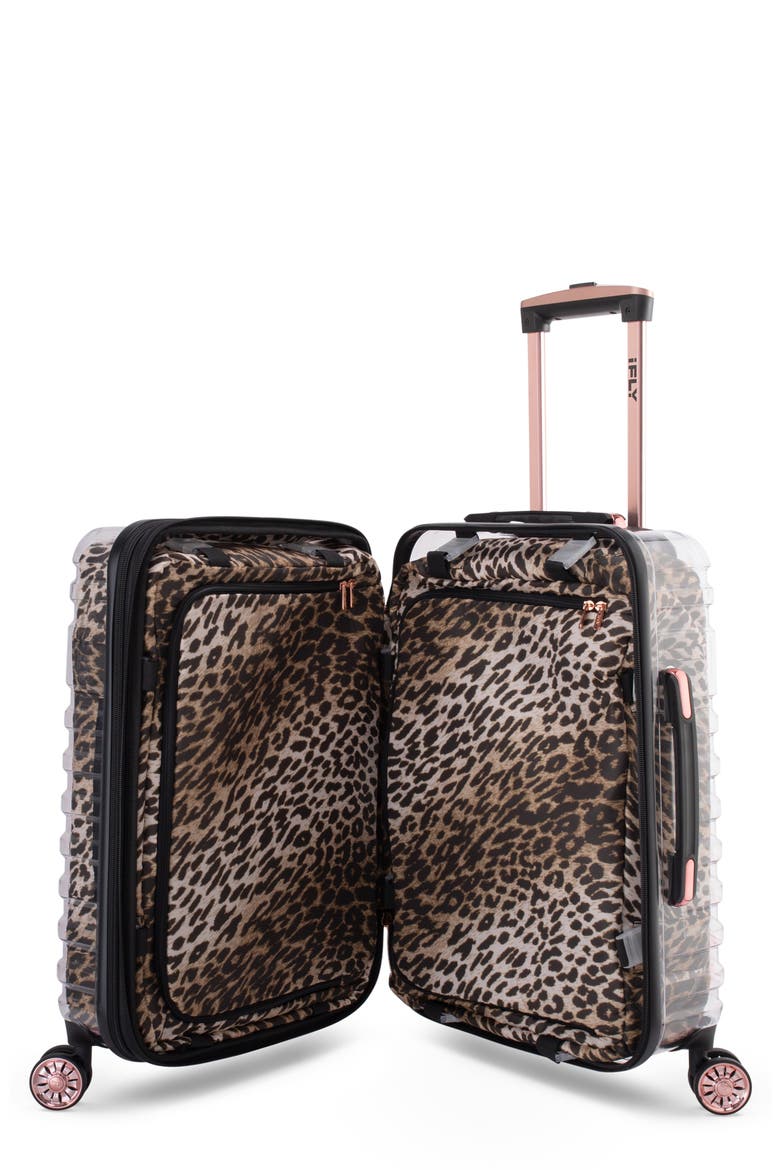 Clear 20" Animal Print Expandable Wheeled Carry-On Bag, Alternate, color, MULTI