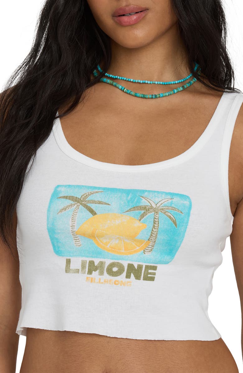 Billabong Summer Sweetness Graphic Scoop Neck Crop Tank Top, Alternate, color, Salt Crystal