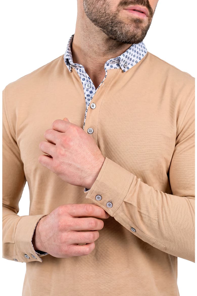 Newton Long Sleeve Polo, Alternate, color, BEIGE