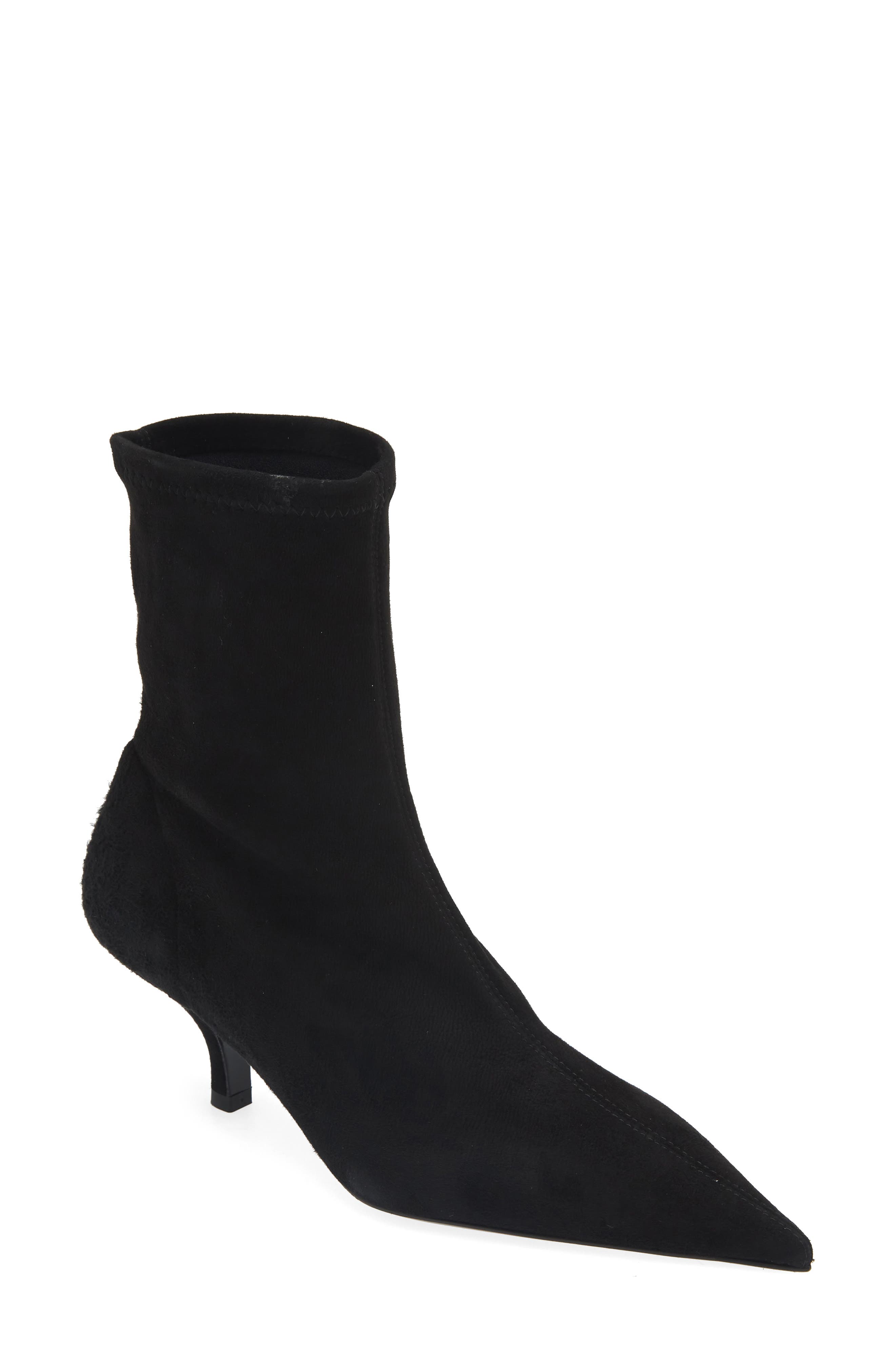 TOTEME Pointed Toe Sock Bootie, Main, color, Black