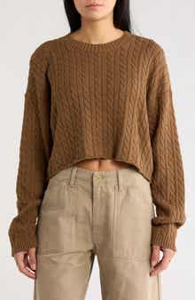 DENIMIST Cropped Cable Stitch Sweater