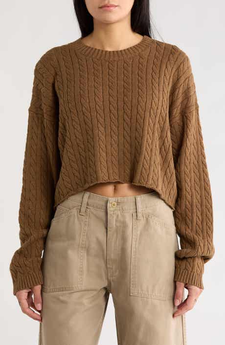 DENIMIST Cropped Cable Stitch Sweater