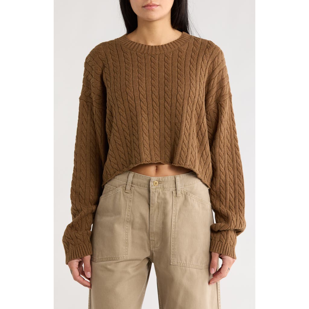 Denimist Cropped Cable Stitch Sweater In Brown