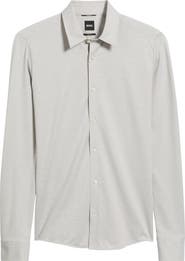 BOSS Roan Slim Fit Long Sleeve Performance Jersey Shirt