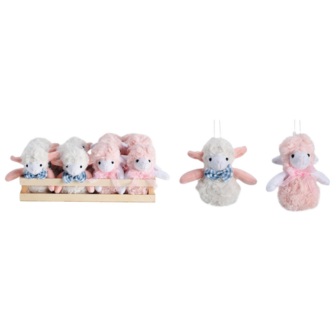 11 in Multicolor Easter PFluffy Lambs Set of 12 in Crate Decorative Objects for Easter Celebration