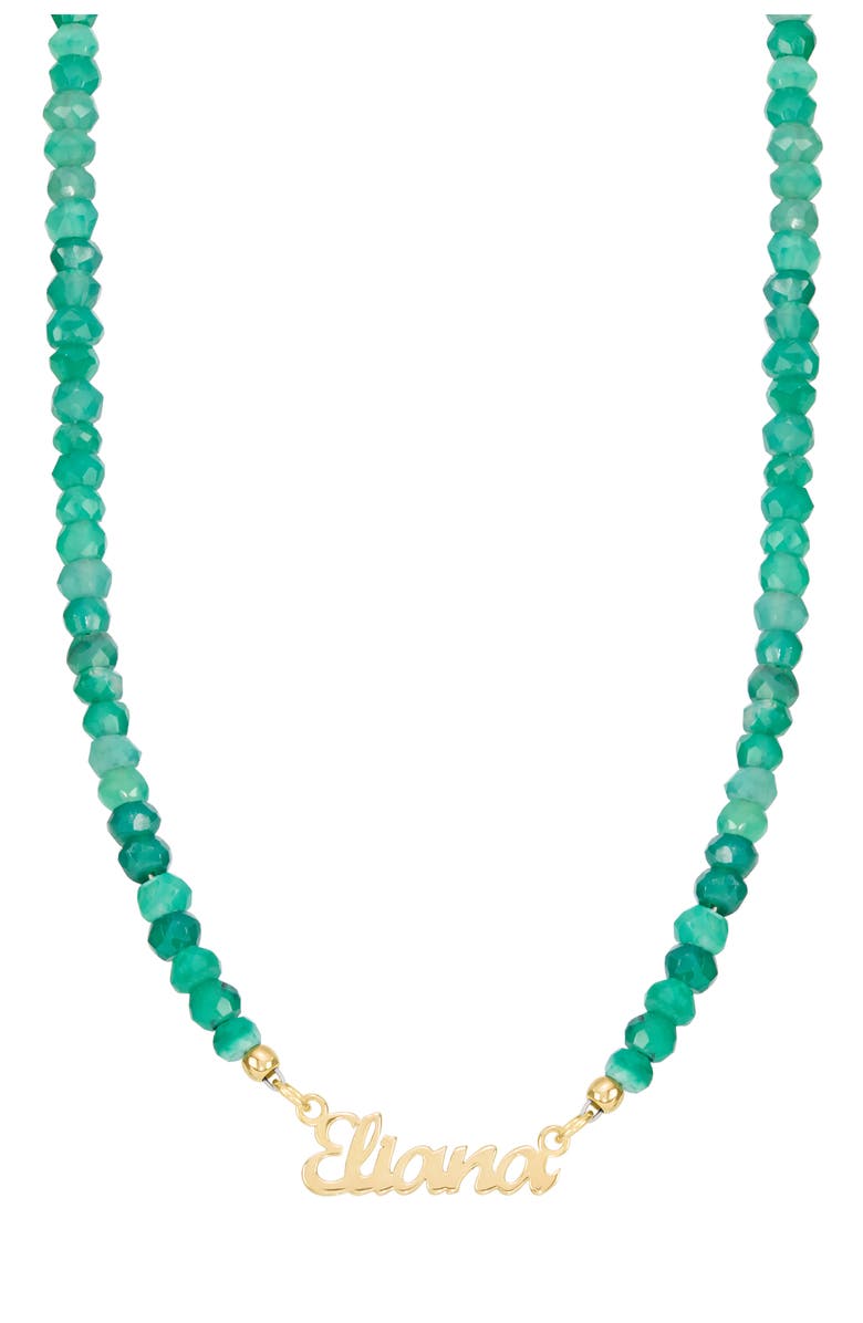 ATHRA LUXE Personalized Name Jade Bead Necklace, Main, color, Gold