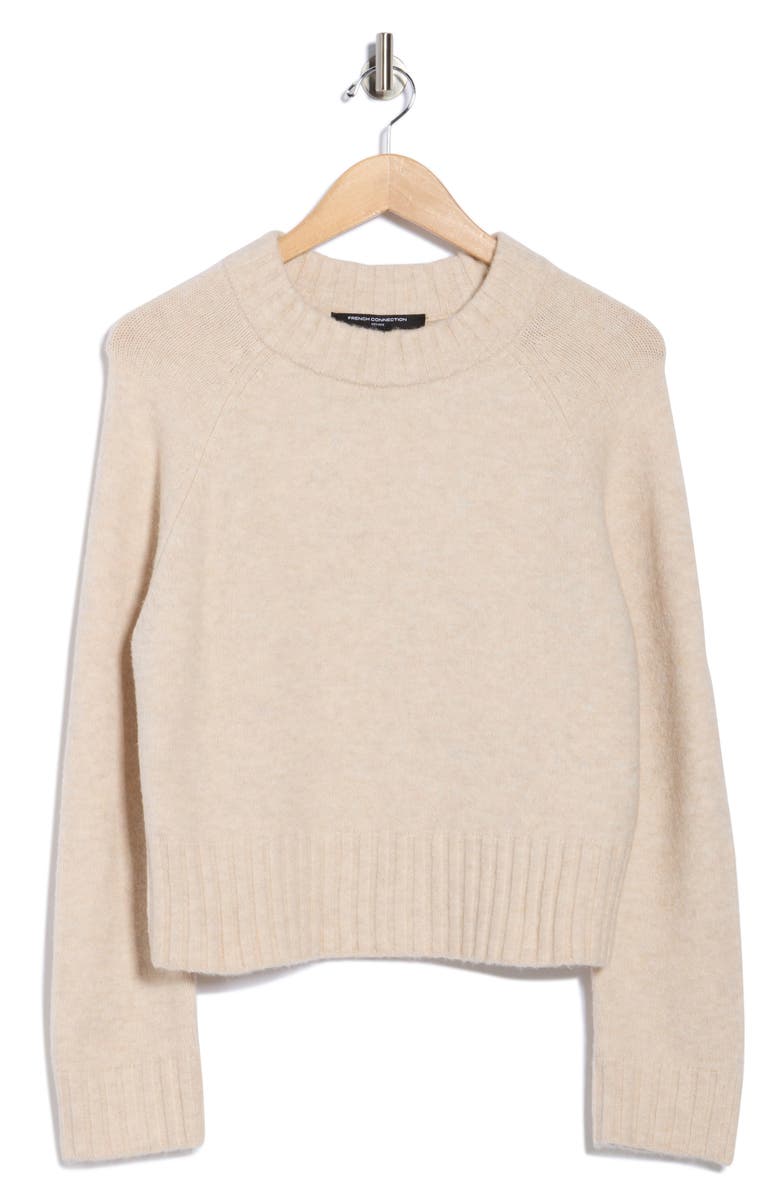 French Connection Crewneck Crop Sweater, Alternate, color, Light Oatmeal Melange