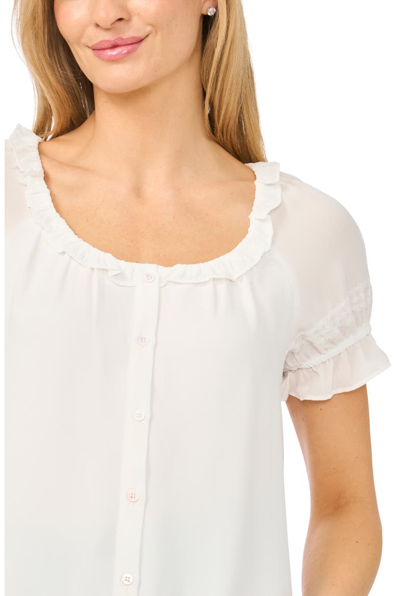 Ruffle Puff Sleeve Top, Alternate, color, NEW IVORY