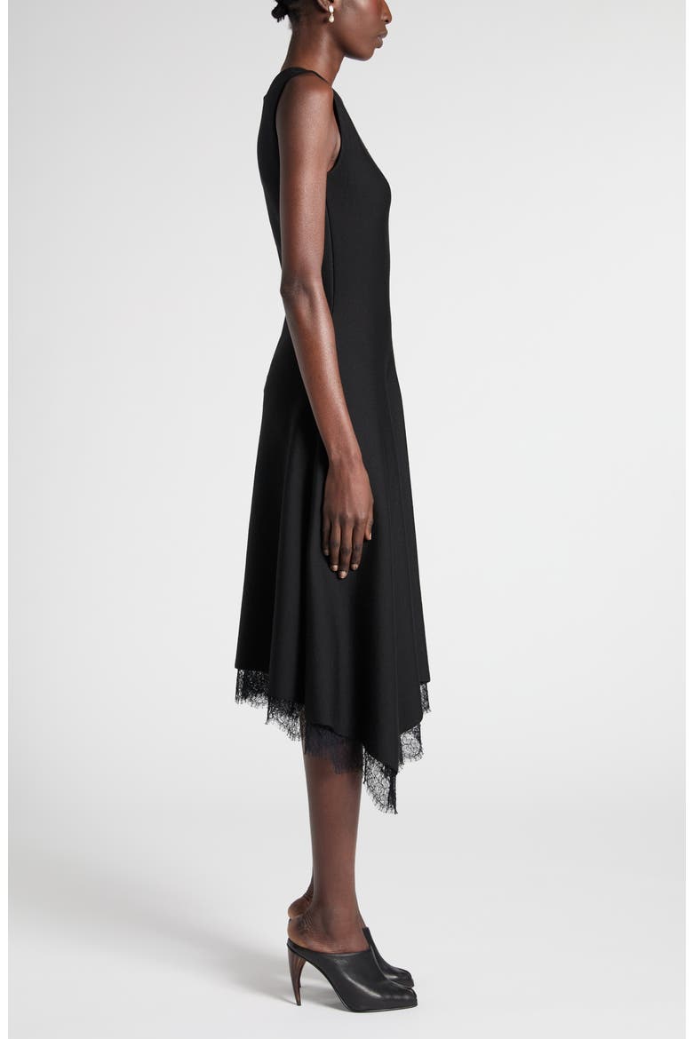Lace Detail Asymmetric Dress, Alternate, color, BLACK