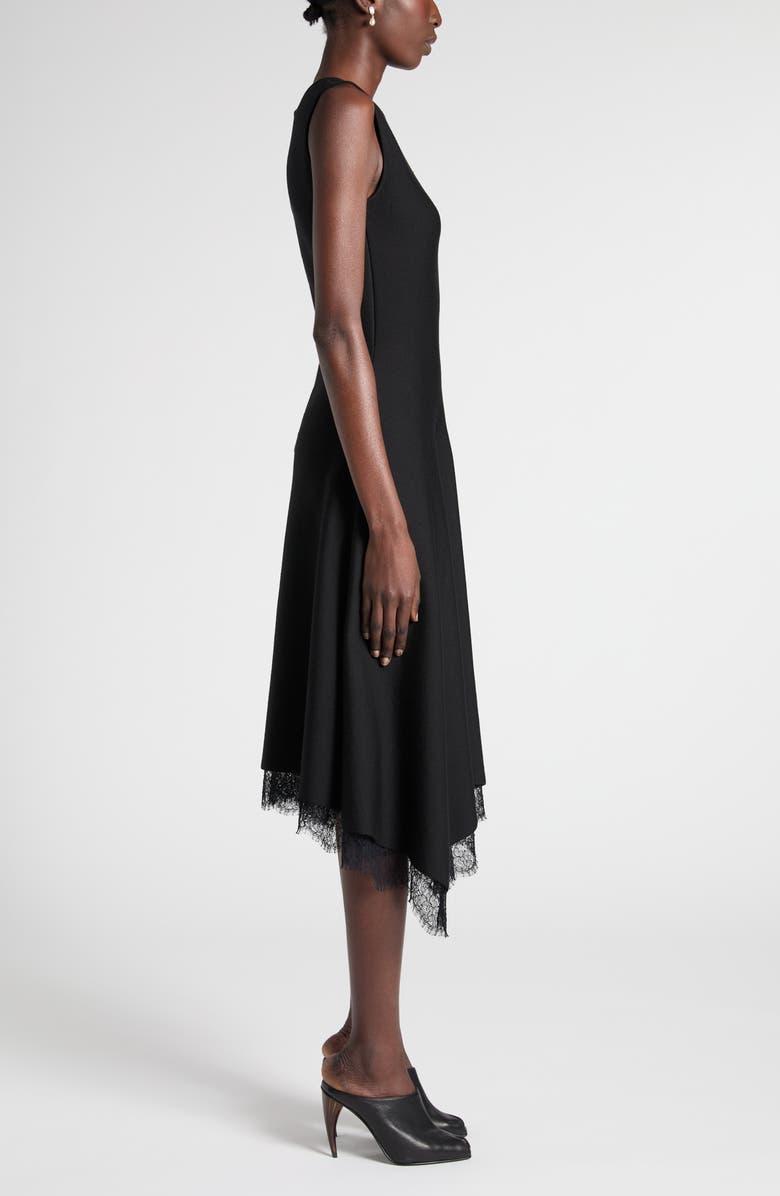 McQueen Lace Detail Asymmetric Dress, Alternate, color, Black