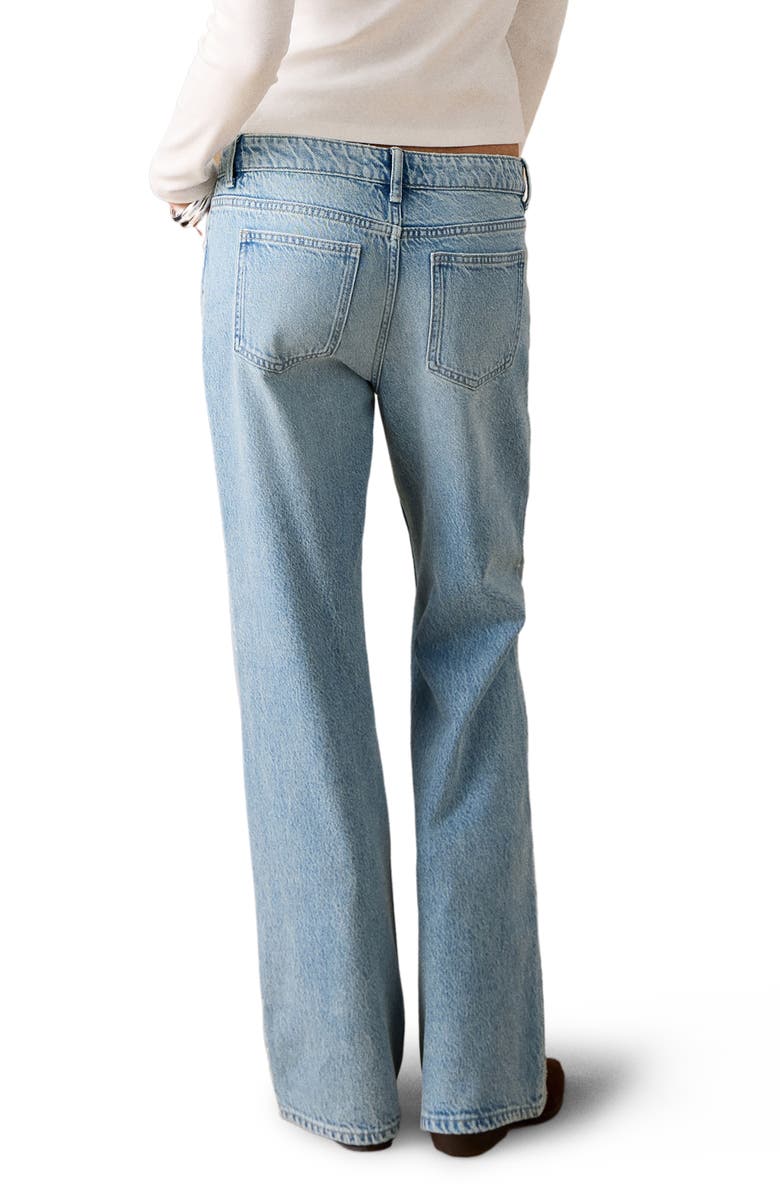 MANGO TEEN Studded Straight Leg Jeans, Alternate, color, Medium Blue