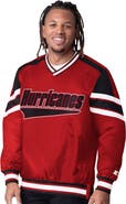 STARTER Men's Starter Red Carolina Hurricanes Reliever V-Neck Pullover Jacket