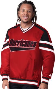 STARTER Men's Starter Red Carolina Hurricanes Reliever V-Neck Pullover Jacket