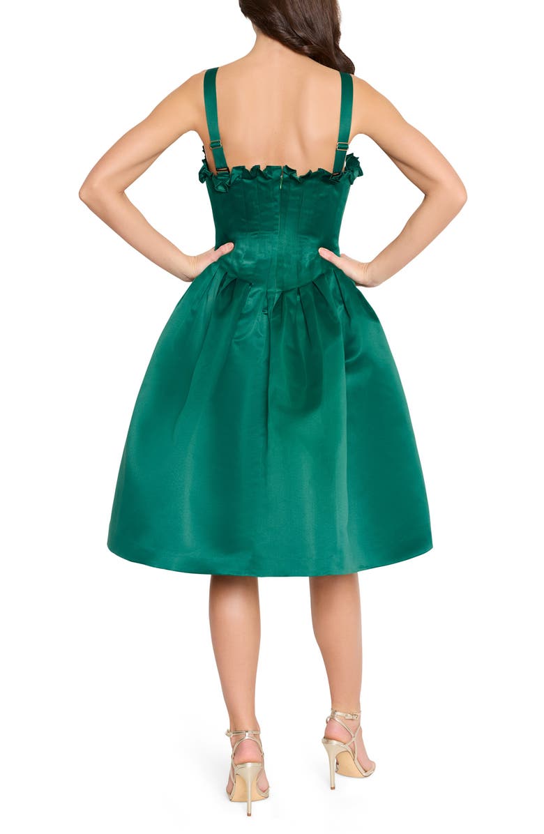 Tahari ASL Ruffle Pleated Fit & Flare Cocktail Dress, Alternate, color, Jewel Green