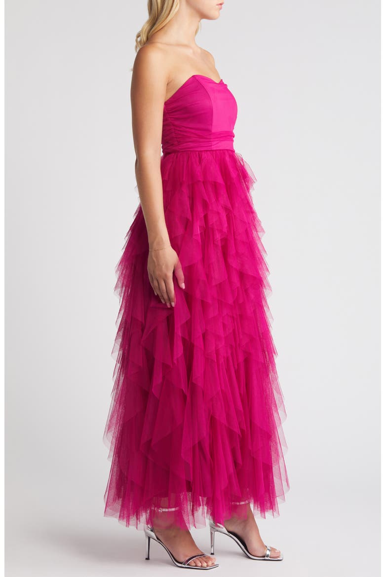 Strapless Tulle Dress, Alternate, color, PINK PLUMIER