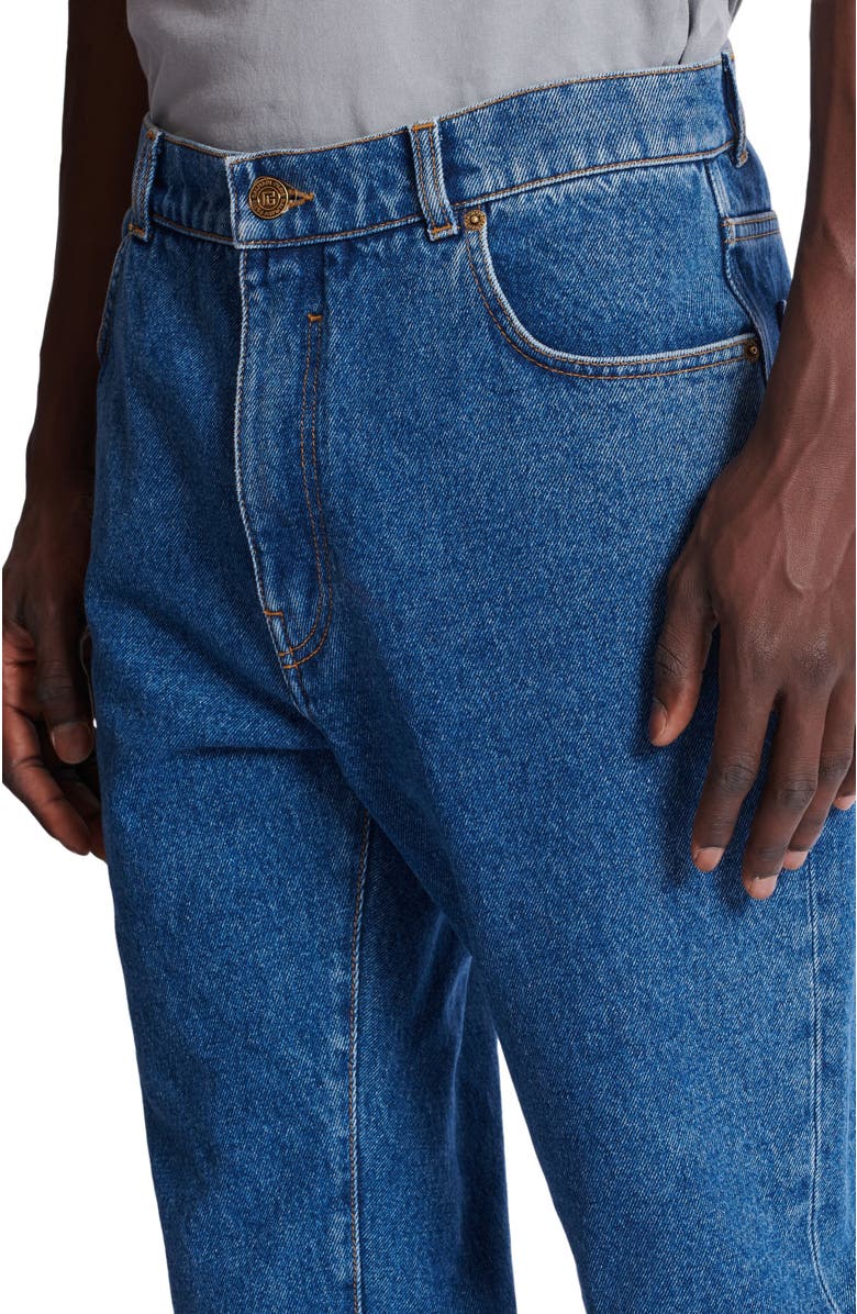 Balmain Blue denim straight-cut jeans, Alternate, color, Blue