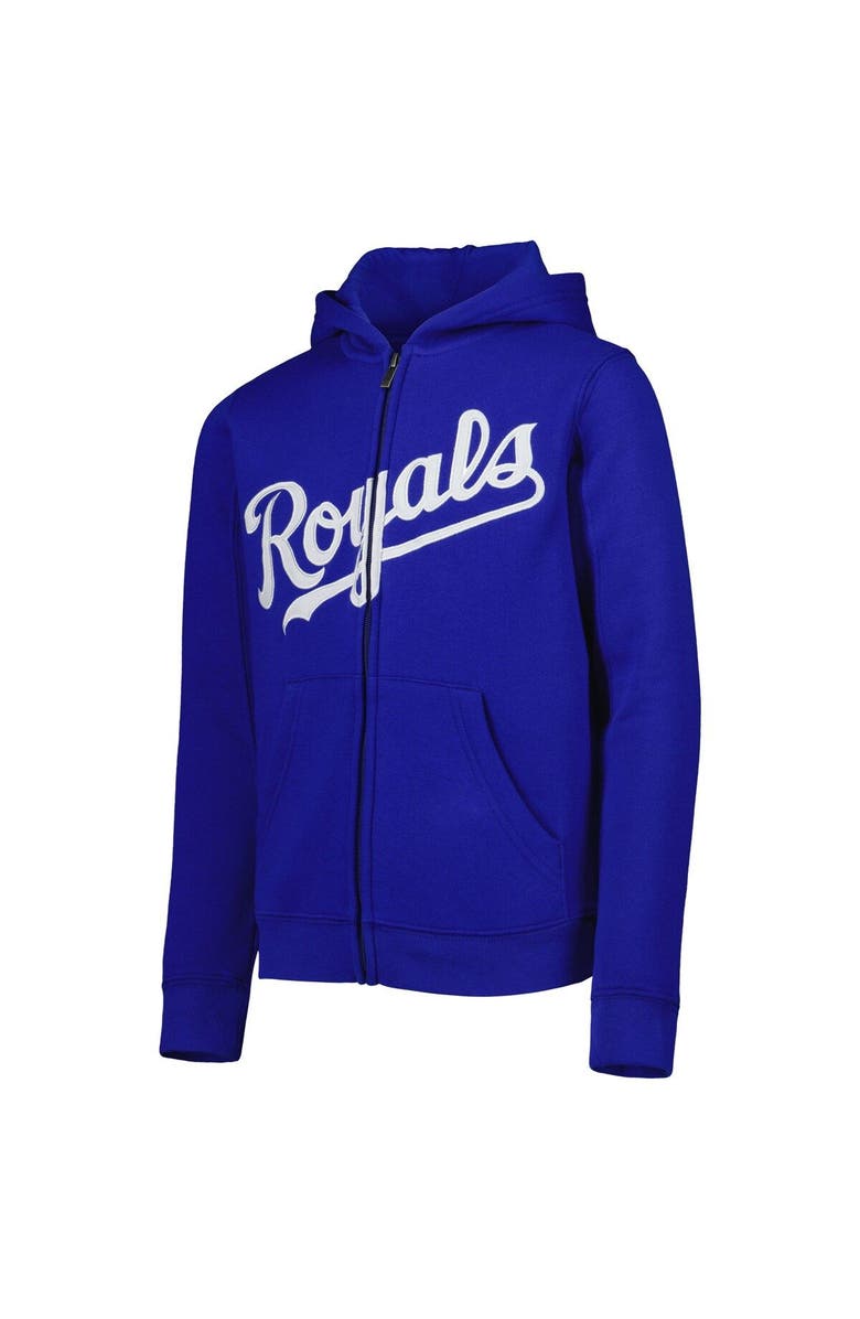 Outerstuff Youth Royal Kansas City Royals Wordmark Full-Zip Fleece Hoodie, Alternate, color,