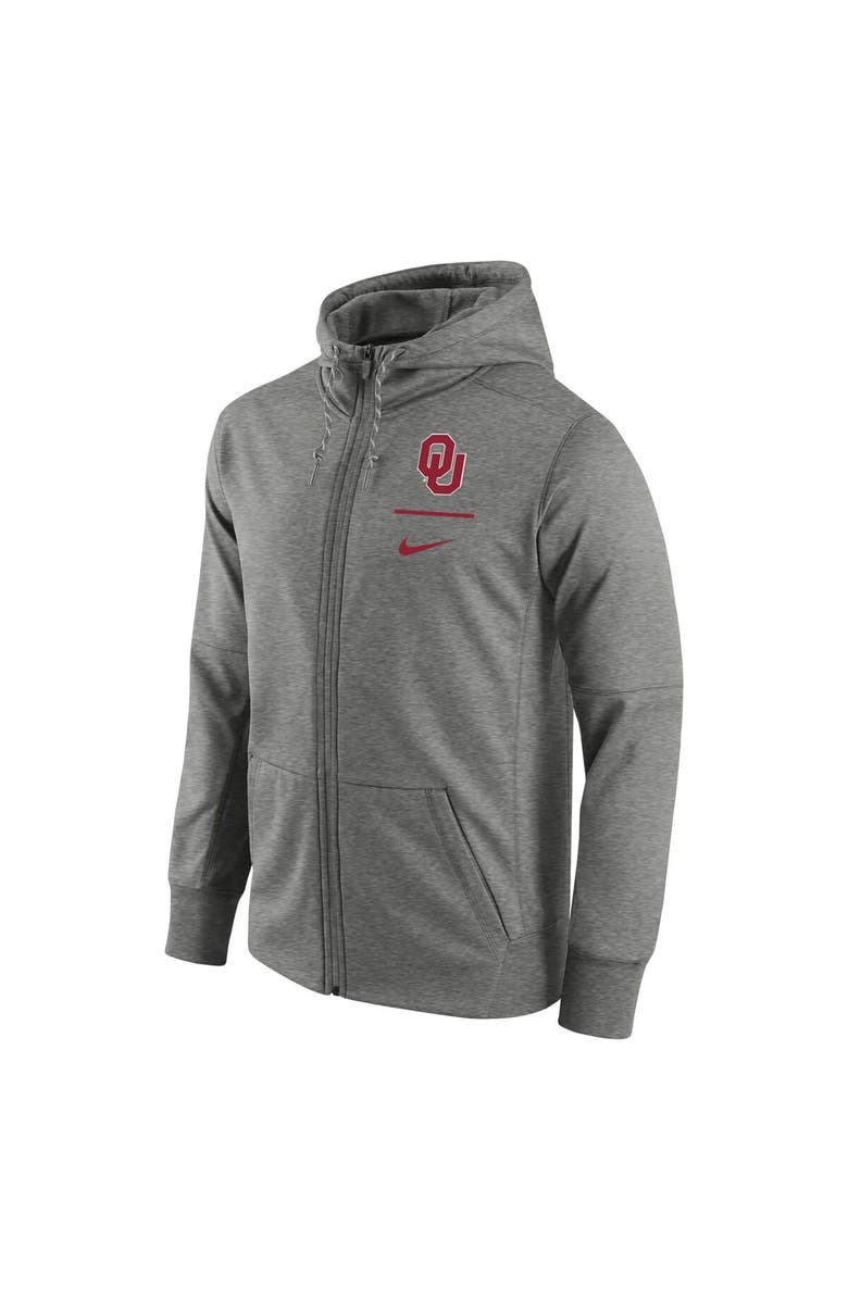 Nike Men's Nike Heathered Gray Oklahoma Sooners Logo Stack Performance Full-Zip Hoodie, Alternate, color, 