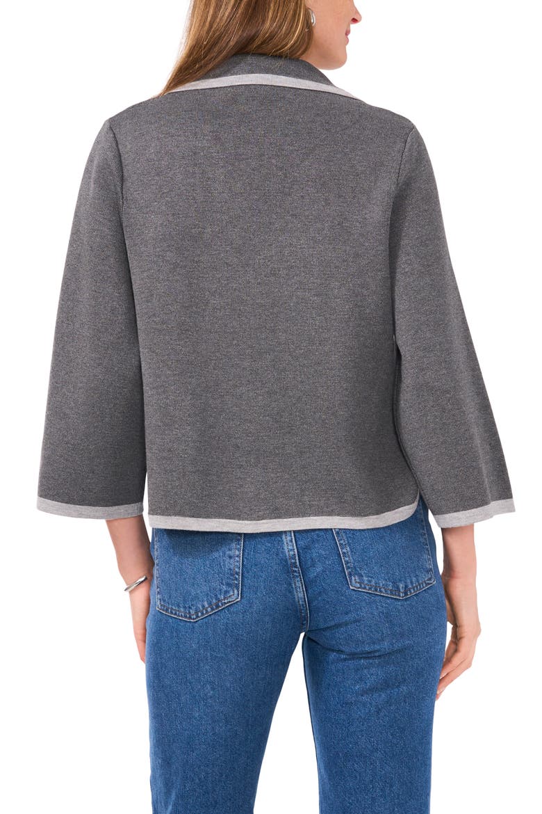 Contrast Trim Sweater Jacket, Alternate, color, MEDIUM HEATHER GREY