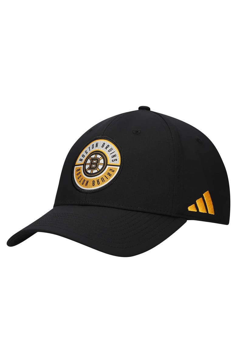 adidas Men's adidas Black Boston Bruins Circle Logo Flex Hat, Alternate, color,
