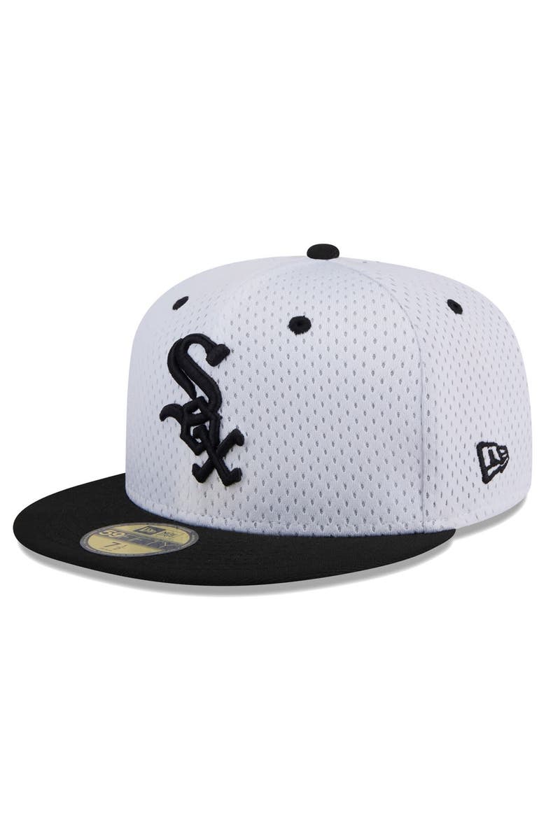 New Era Men's New Era White Chicago White Sox Throwback Mesh 59FIFTY Fitted Hat, Alternate, color, 