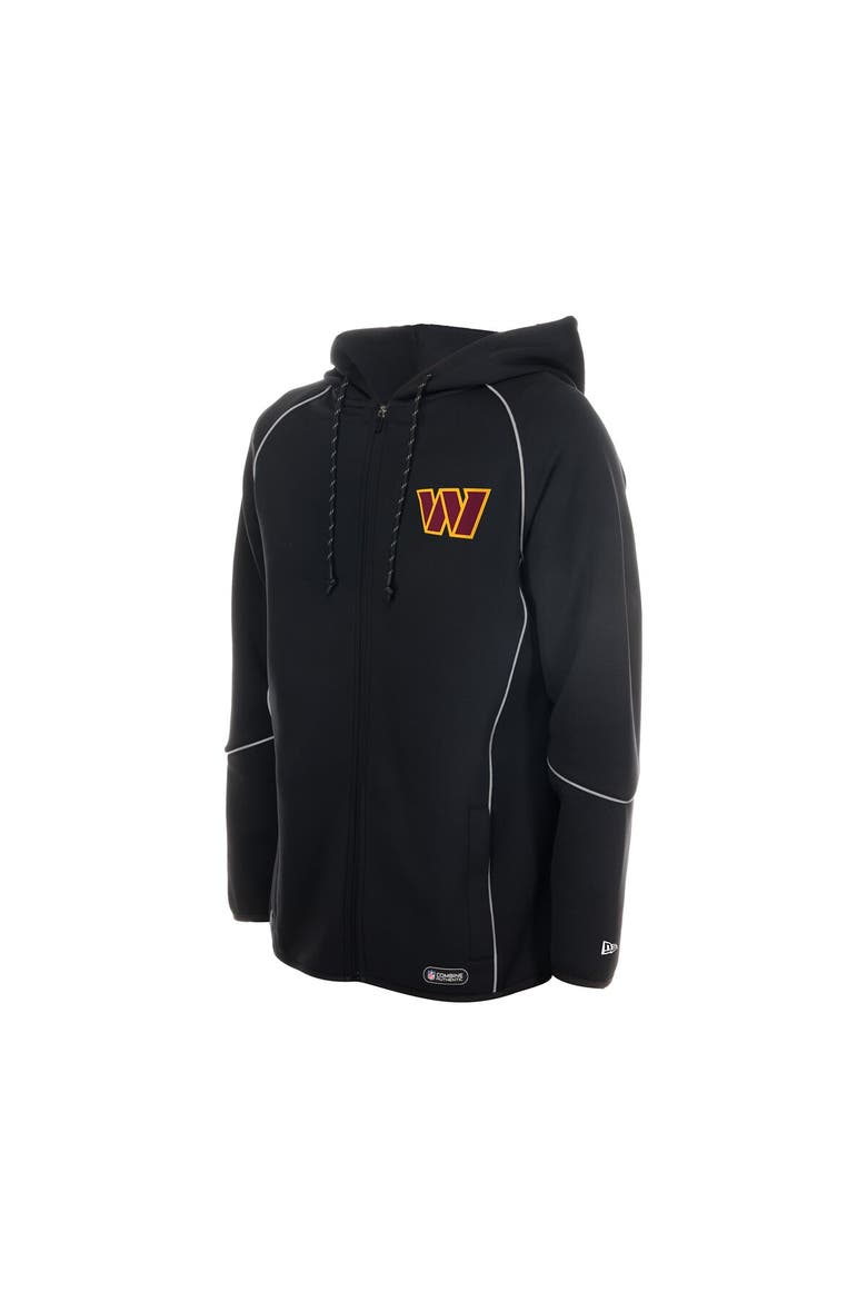 Men's New Era  Black Washington Commanders Combine Authentic Raglan Full-Zip Hoodie, Alternate, color, Black